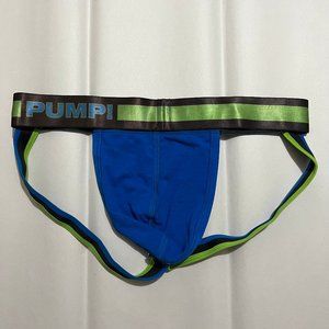 Men's Blue Jockstrap with Green Accent